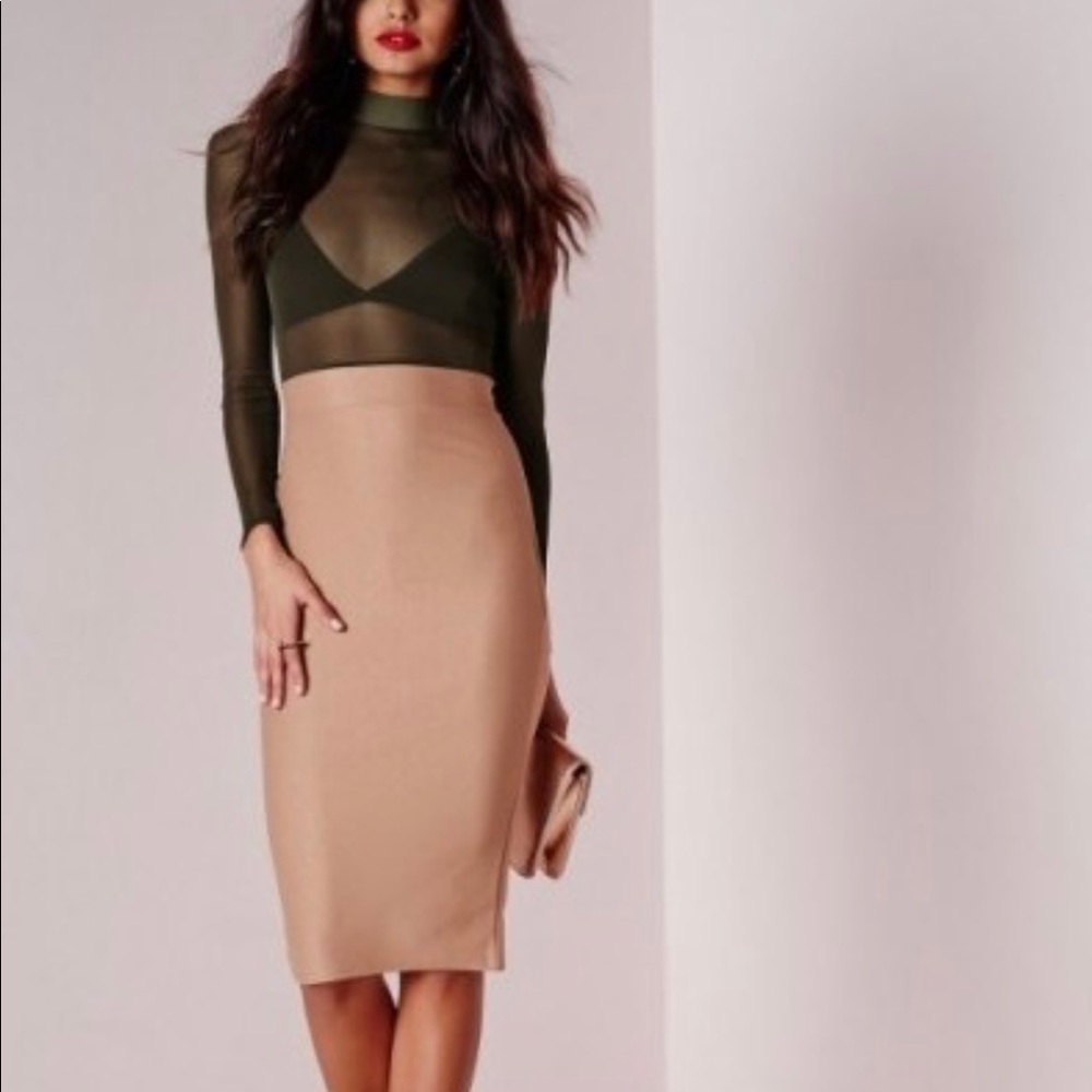 Missguided Olive and Nude Midi Dress